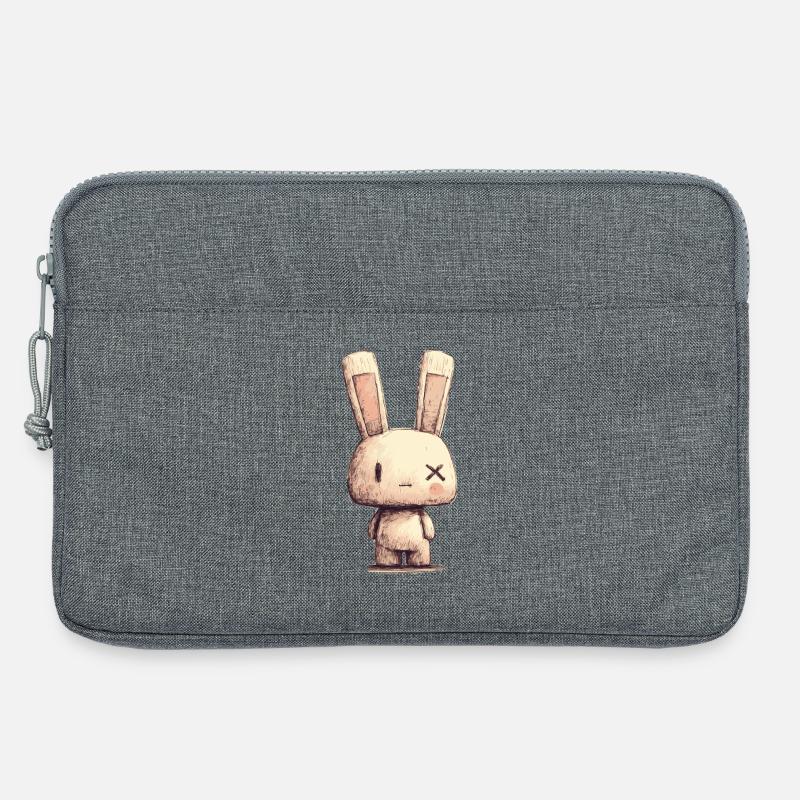 Hugging rabbit with cross eyes - Laptop bag 13" - heather grey