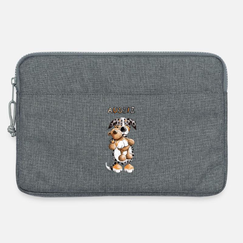 Aussie mit Teddy - Laptoptasche 13" - Grau meliert