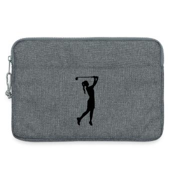 Golferin Silhouette, Golf Abschlag Damen Golf  - Laptoptasche 13" - Grau meliert - Vorne