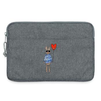 Hase im Streifenpulli mit Herzballon - Laptoptasche 13" - Grau meliert - Vorne