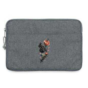 Steampunk-Nadel und Blumen - Laptoptasche 13" - Grau meliert - Vorne