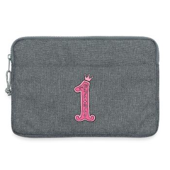 Pinkes Kronen-1 Design - Laptoptasche 13" - Grau meliert - Vorne