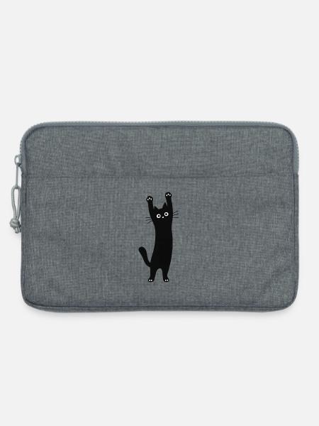Schwarze Katze Streckpose - Laptoptasche 13" - Grau meliert