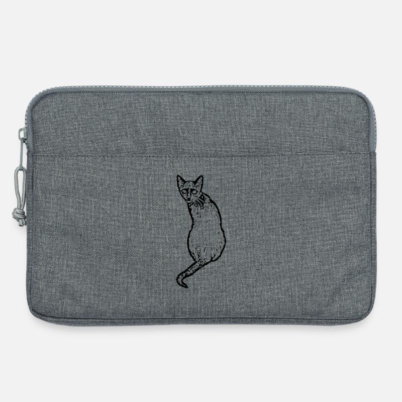 Katze schwarz - Laptoptasche 13" - Grau meliert