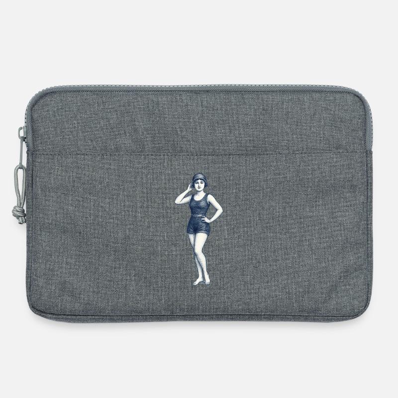 Vintage-Retro-Illustration eines selbstbewussten Mädchens - Laptoptasche 13" - Grau meliert