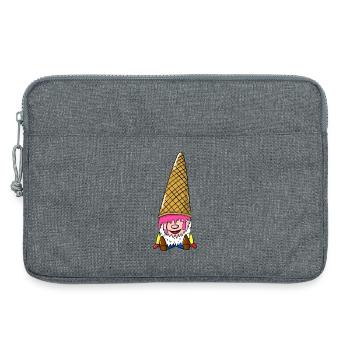 Zwerg mit Eiswaffel - Wichtel mit Eis - Laptop bag 13" - heather grey - Front