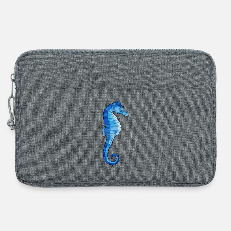 Blaues Polygon-Seepferdchen - Laptoptasche 13" - Grau meliert