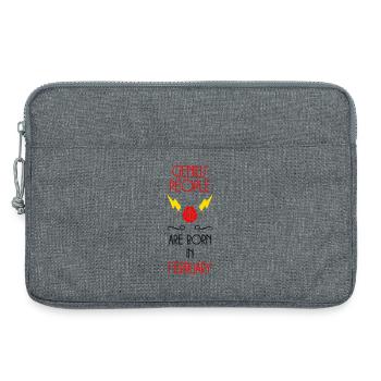les génies naissent en Février - Anniversaire - Sacoche pour ordinateur portable 13 pouces - gris chiné - Devant