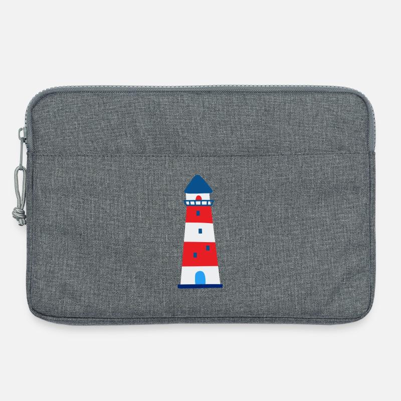 Nautic Design Gestreifter Leuchtturm Illustration - Laptoptasche 13" - Grau meliert