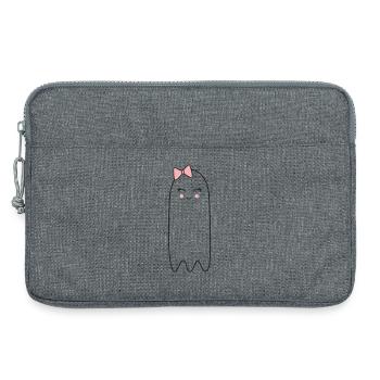 Ghost with Pink Bow – Cute Halloween Design - Laptop bag 13" - heather grey - Front