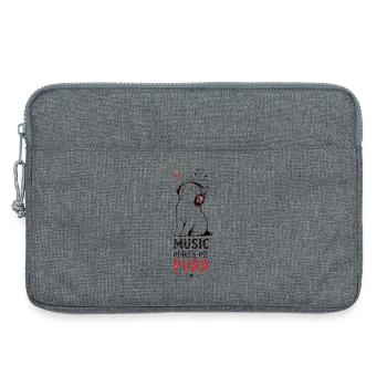 Cat Music Headphones Purr Gift - Laptop bag 13" - heather grey - Front