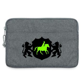 Armoiries du cavalier de chevaux - Sacoche pour ordinateur portable 13 pouces - gris chiné - Devant