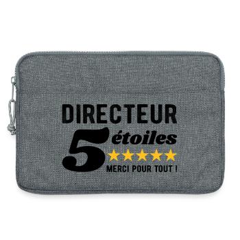 Cadeau Directeur 5 Étoiles - Merci pour tout ! - Sacoche pour ordinateur portable 13 pouces - gris chiné - Devant