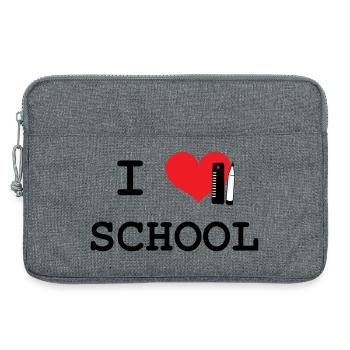 I Love School: Ikonisches Black Love School Muster - Laptoptasche 13" - Grau meliert - Vorne