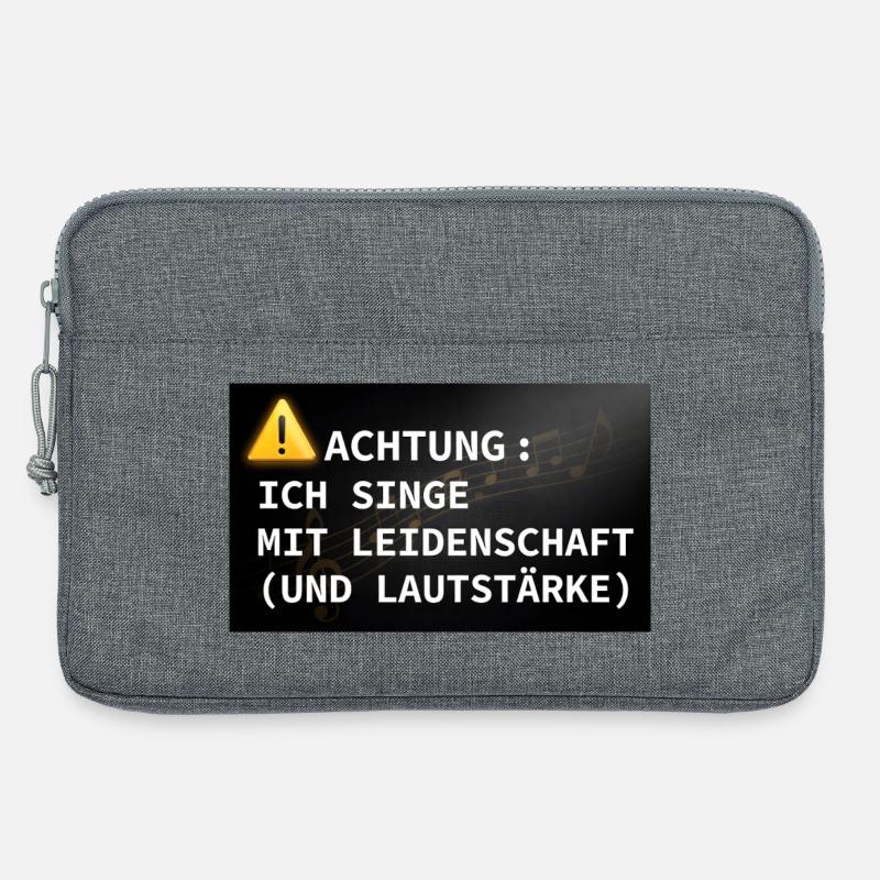 Achtung: Ich singe mit Leidenschaft - Laptoptasche 13" - Grau meliert