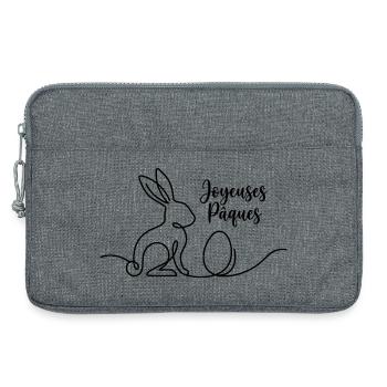Joyeuses Pâques,Süßes Hasen Oster Shirt, Hoodie - Laptoptasche 13" - Grau meliert - Vorne