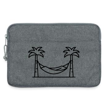 Hängematte Palmen Urlaub Outline - Laptoptasche 13" - Grau meliert - Vorne