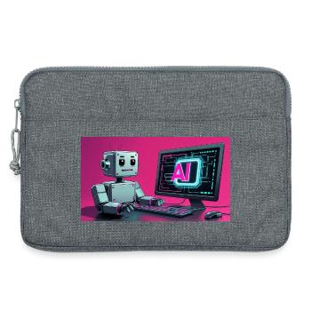 Robot IA futuriste et écran technologique - Sacoche pour ordinateur portable 13 pouces - gris chiné - Devant