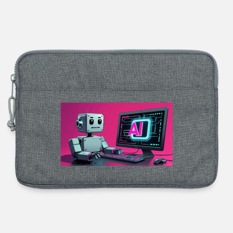 Futuristischer KI-Roboter und Tech-Bildschirm - Laptoptasche 13" - Grau meliert