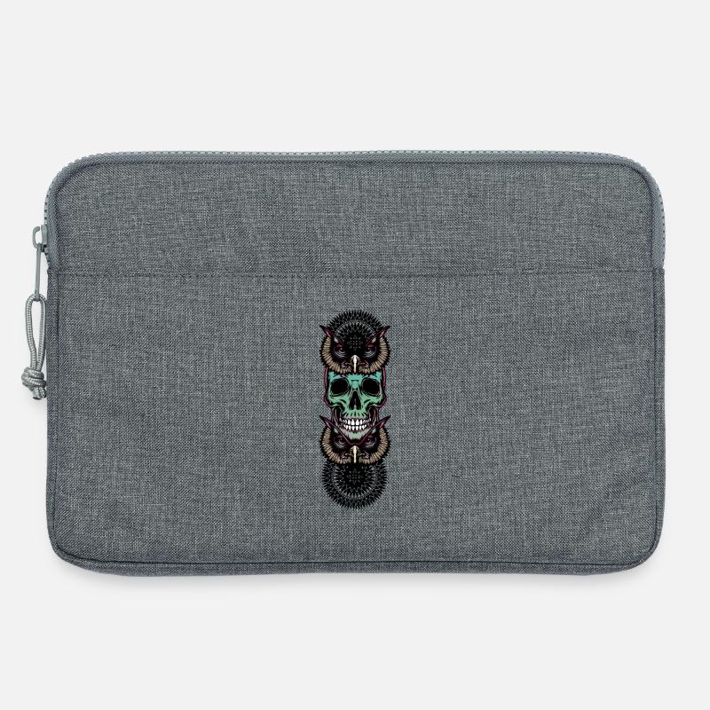 Totenkopf mit Eule - Laptoptasche 13" - Grau meliert
