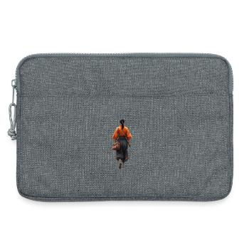 Samurai Silhouette im Orangen Gewand - Laptoptasche 13" - Grau meliert - Vorne