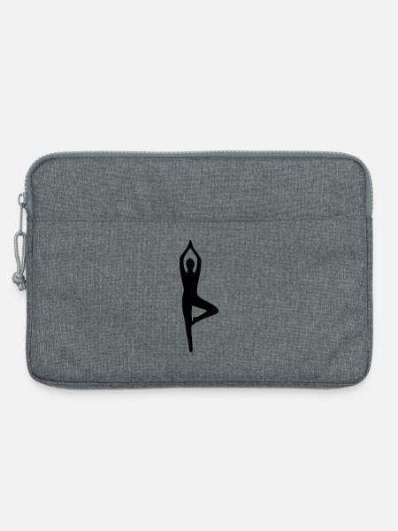 Yoga Silhouetten schwarz Schattenfigur - Laptoptasche 13" - Grau meliert