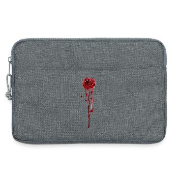 Blutrote Rose im Aquarellfall - Laptoptasche 13" - Grau meliert - Vorne