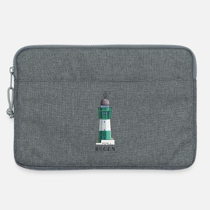 Rügen, Leuchtturm Sassnitz-Mukran, deutsche Ostsee - Laptoptasche 13" - Grau meliert