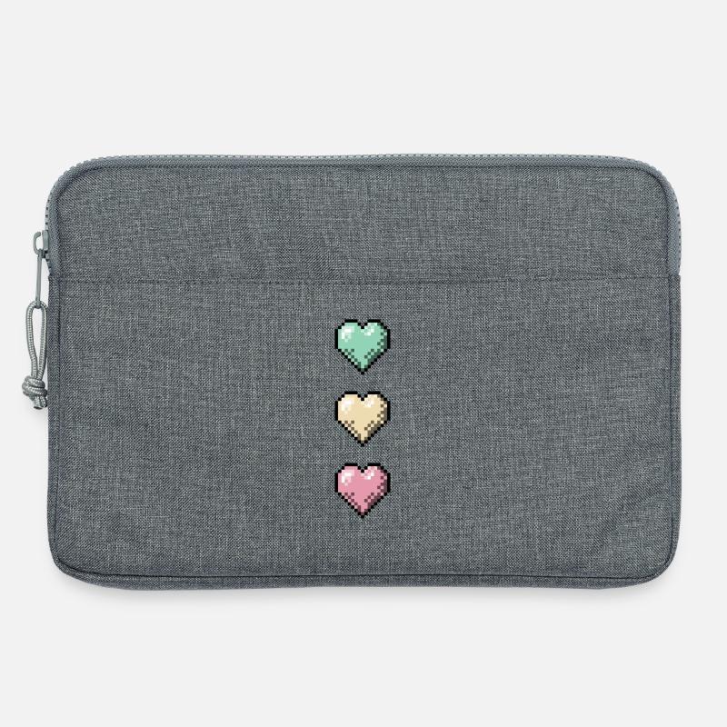 Retro Pixel Art Hearts Stack - Laptoptasche 13" - Grau meliert