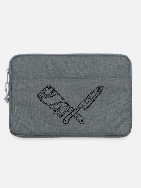 Messer und Hackbeil Zeichnung - Laptoptasche 13" - Grau meliert