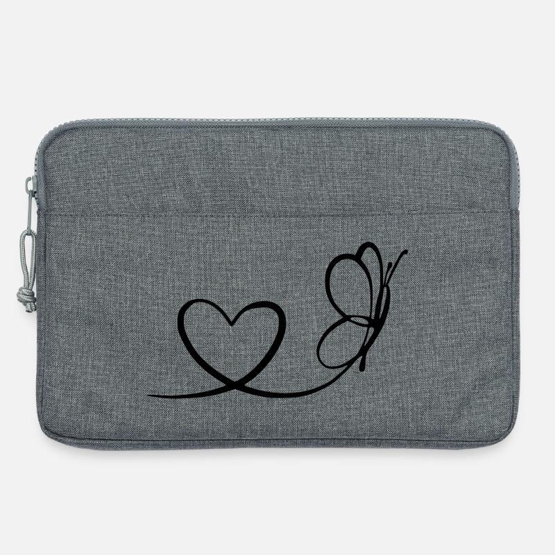 Schmetterling mit Herz - Laptoptasche 13" - Grau meliert