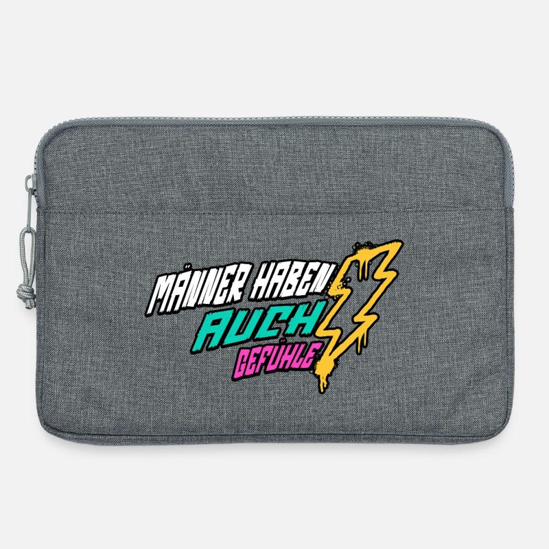 Retro-Blitz-Design Lustige Sprüche - Männergefühle - Laptoptasche 13" - Grau meliert