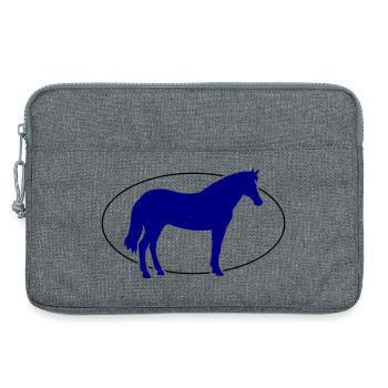 Kobaltblaues Pferd Silhouette - Laptoptasche 13" - Grau meliert - Vorne