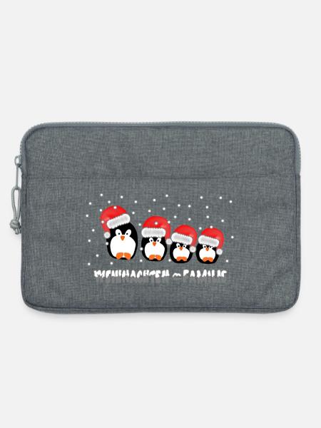 Weihnachten = Familie / X Mas / Pinguine / Schnee - Laptoptasche 13" - Grau meliert