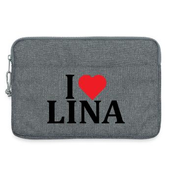 Name T-Shirt I love Lina T-Shirt Geschenkidee - Laptoptasche 13" - Grau meliert - Vorne