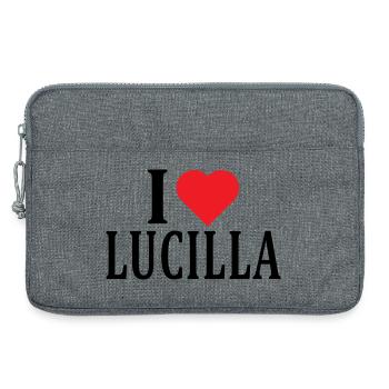 t-shirt J’adore Lucilla idée cadeau t-shirt - Sacoche pour ordinateur portable 13 pouces - gris chiné - Devant