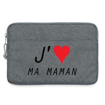 J'aime ma maman - Fête des Mères - Sacoche pour ordinateur portable 13 pouces - gris chiné - Devant