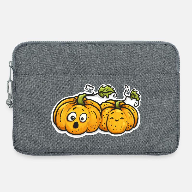 Süßes Kürbis Pärchen - Halloween Herbst Comic - Laptoptasche 13" - Grau meliert