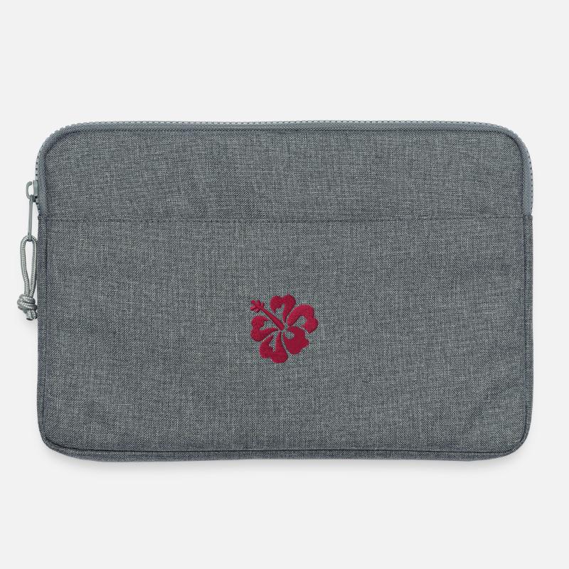 Blume bestickt - Laptoptasche 13" - Grau meliert