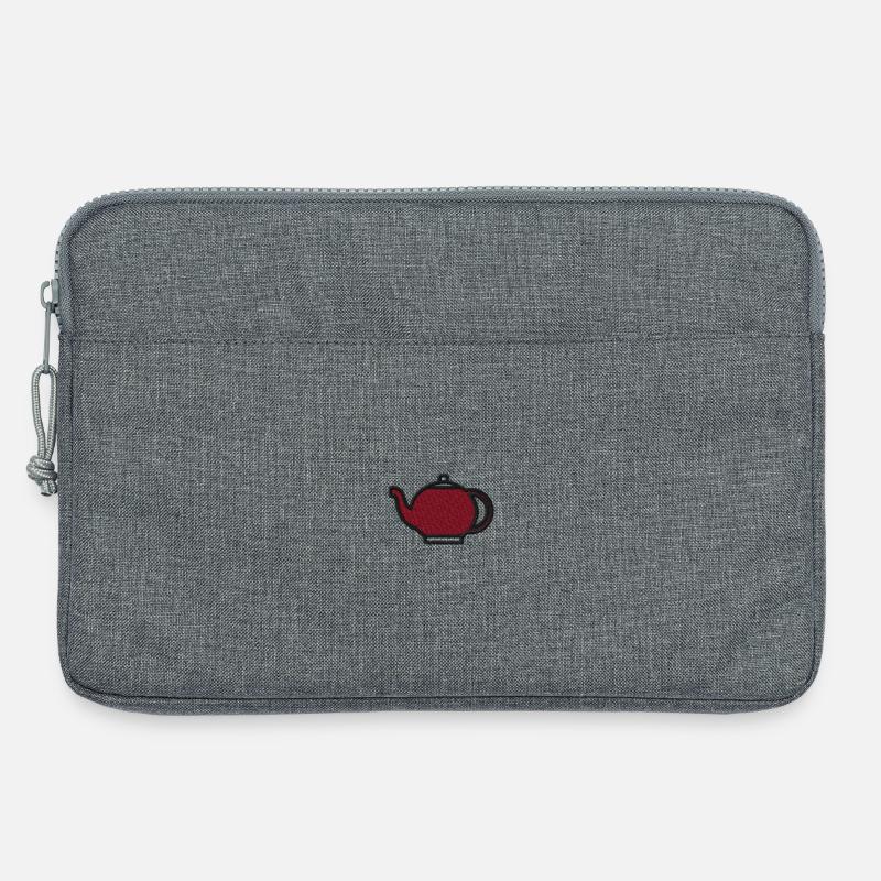 Teekessel bestickt - Laptoptasche 13" - Grau meliert