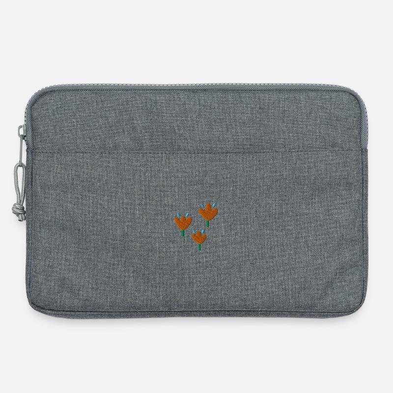 Tulpen bestickt - Laptoptasche 13" - Grau meliert
