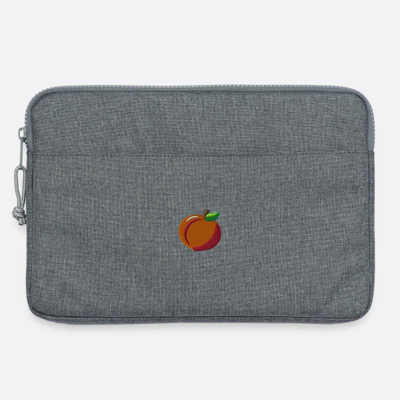 Pfirsich bestickt - Laptoptasche 13" - Grau meliert