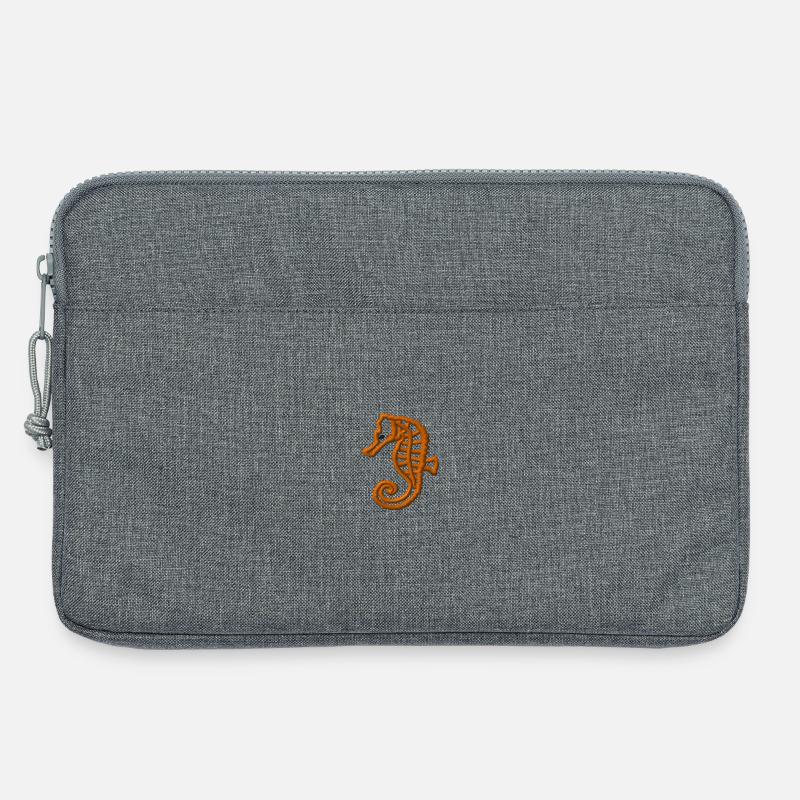 Seepferdchen bestickt - Laptoptasche 13" - Grau meliert