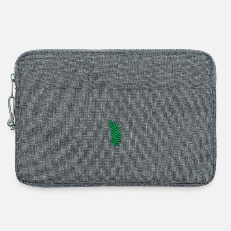 Palmenblatt bestickt - Laptoptasche 13" - Grau meliert