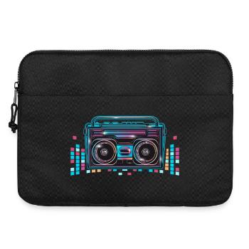 Magnétophone à cassettes au look néon lumineux des années 80 - Sacoche pour ordinateur portable 15 pouces - noir - Devant