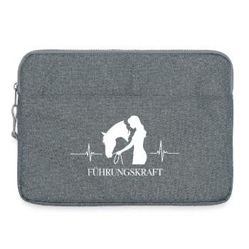 Führungskraft Reiterin Herzschlag Pferdeliebe - Laptoptasche 15" - Grau meliert - Vorne