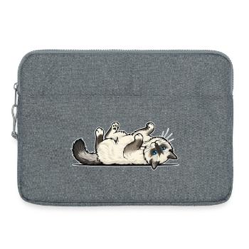 Grauer getigerter Katzen-Jäger-Jäger-Porträt - Laptoptasche 15" - Grau meliert - Vorne