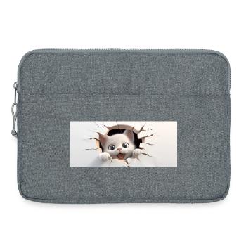 Little 3D Cat in a Hole - Laptop bag 15" - heather grey - Front