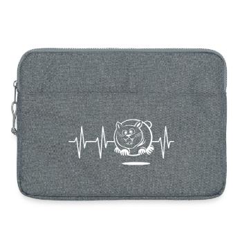 Pulse fat cat fly funny symbol heartbeat - Laptop bag 15" - heather grey - Front