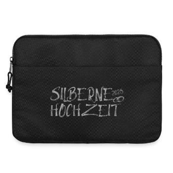 Silberne Hochzeit 2025 mit silbernen Ringen - Laptoptasche 15" - Schwarz - Vorne